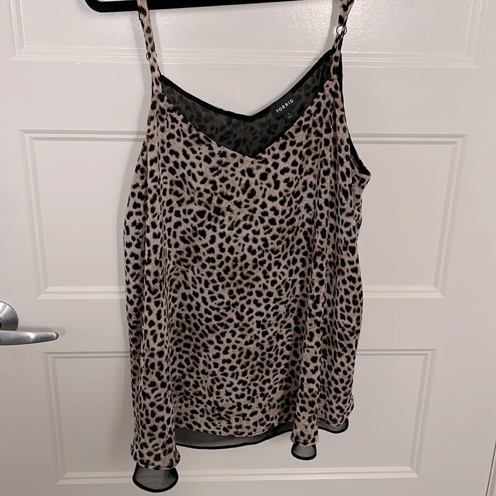 Leopard print chiffon cami